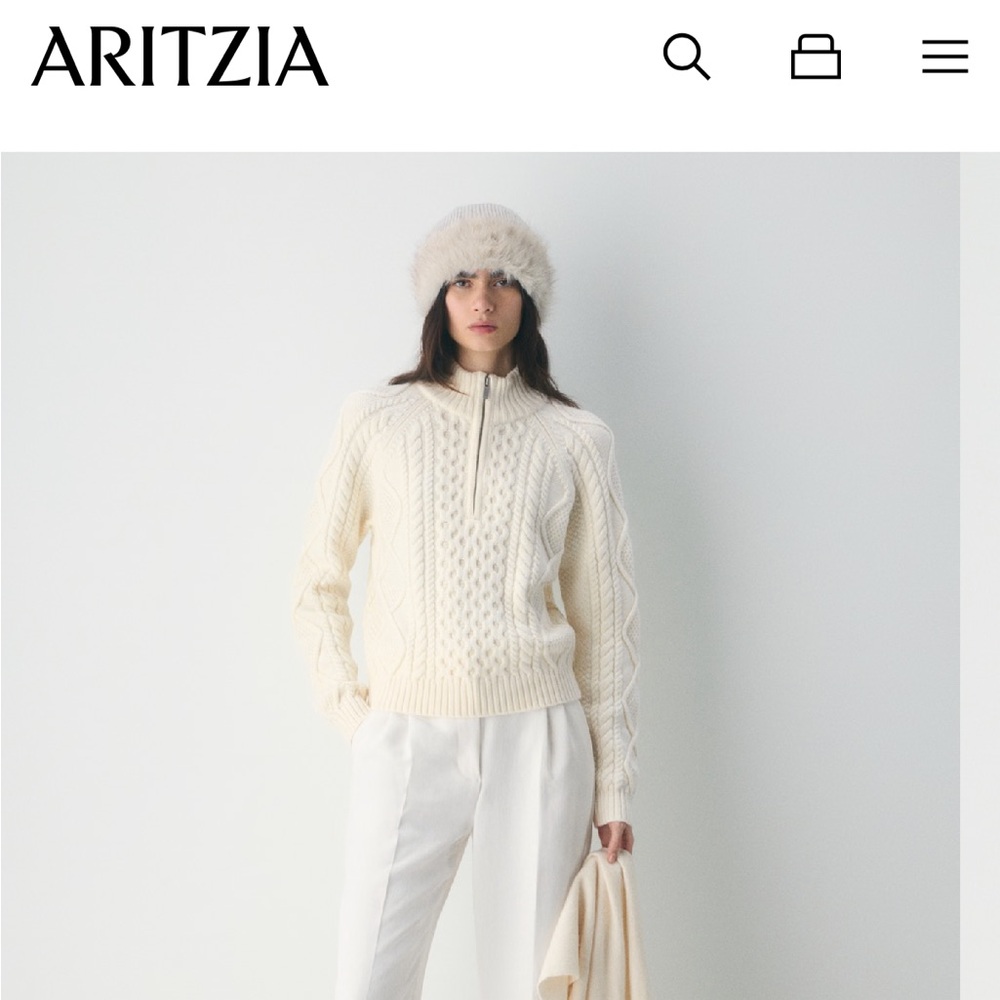 Aritzia Heritage 100% Merino Wool 1/4 Zip NWOT - Large